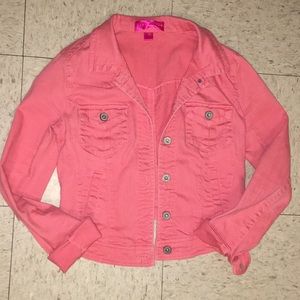 Cropped Pink Denim Jacket